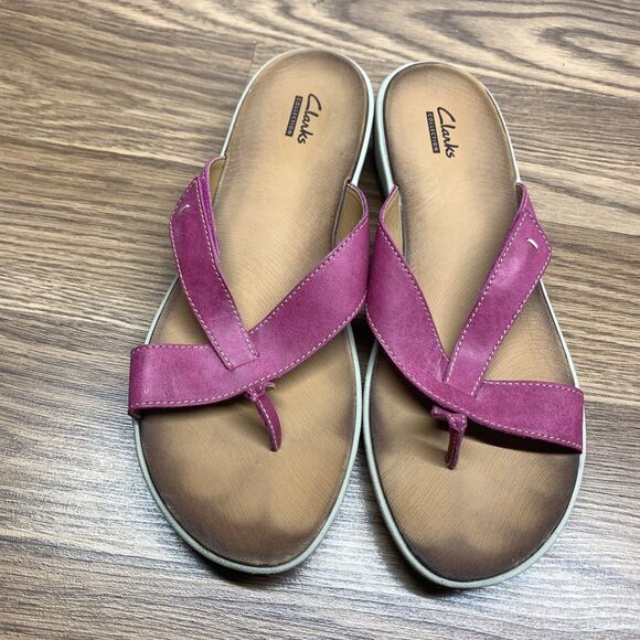 Clarks Women's Collection Comfort 9M Flip Flops Pink  Adjustable Thong Sandals - Picture 7 of 11